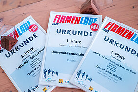 Drei Urkunden liegen auf einem Tisch