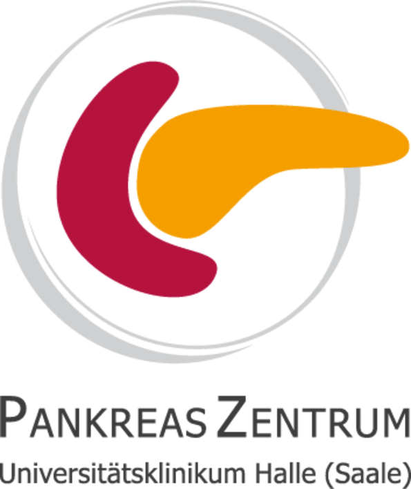 Symbol mit der Unterschrift: Pankreas Zentrum Universitätsklinik Halle (Saale)