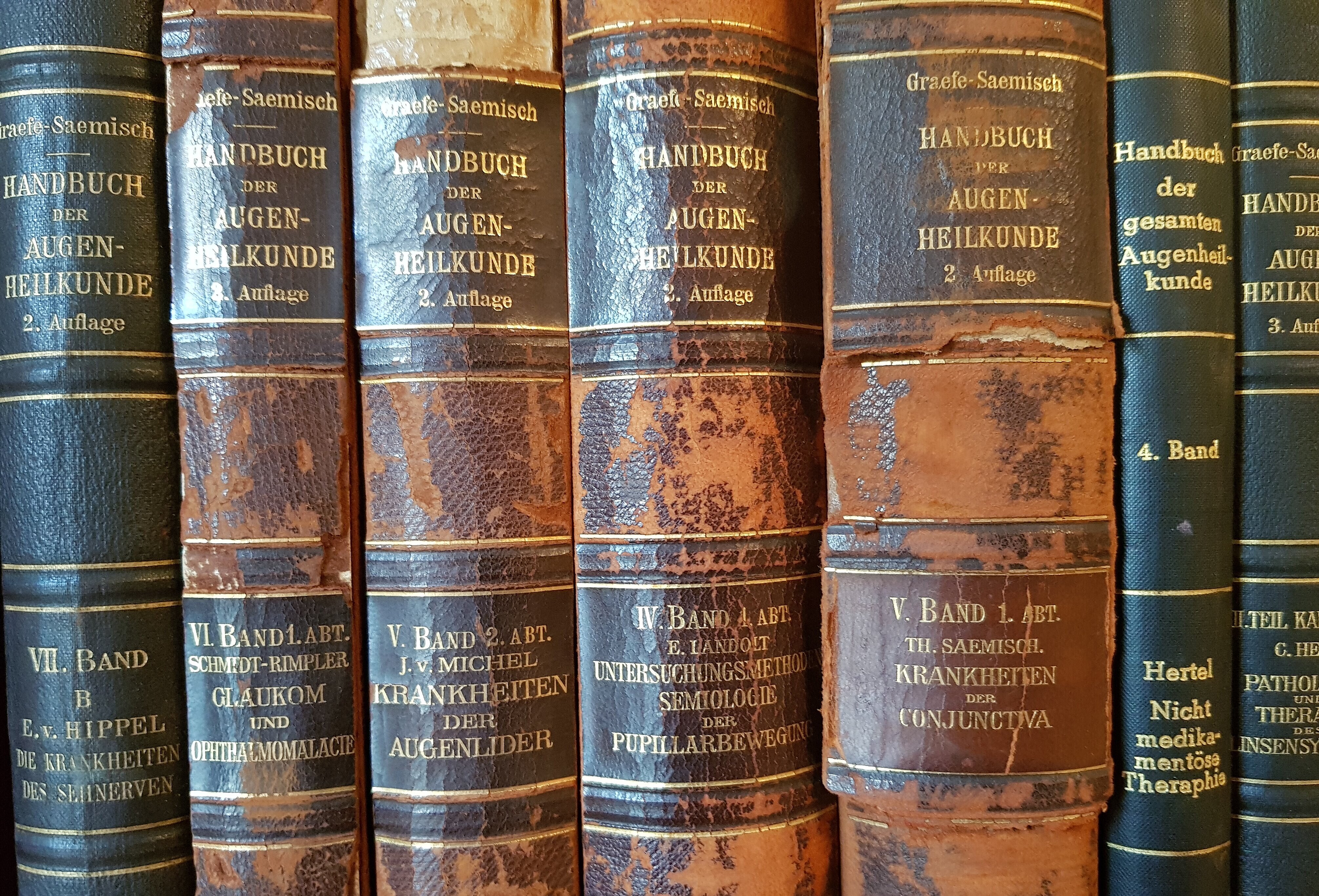 Buchrücken von den Handbüchern der Augenheilkunde