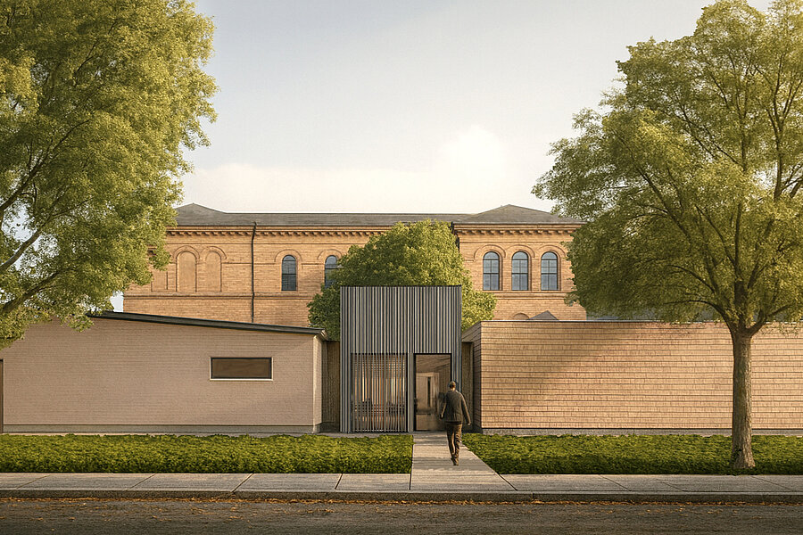 Grafische Visualisierung der geplanten Erweiterung des Kryolagers. Bild: UMH/Erchinger Wurfbaum Architekten (Berlin)  Grafische Visualisierung der geplanten Erweiterung des Kryolagers. Bild: UMH/Erchinger Wurfbaum Architekten (Berlin)