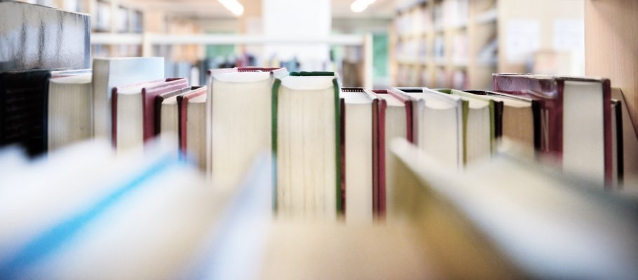 Blick auf Bücher in einem Bücherregal