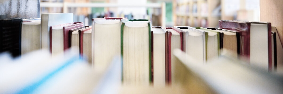 Blick auf Bücher in einem Bücherregal