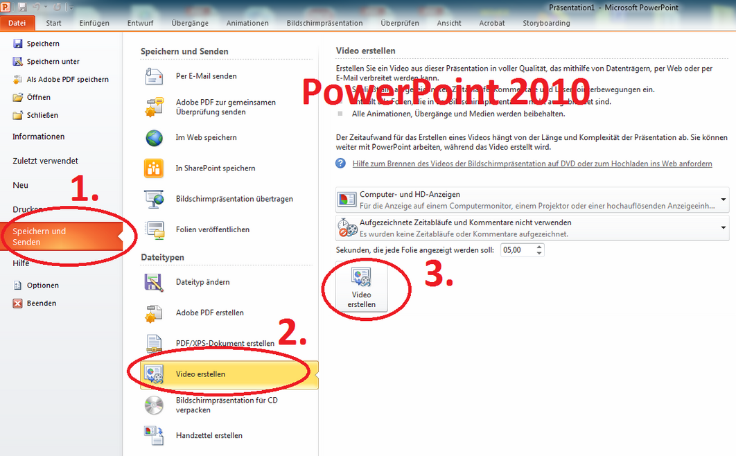 Screenshot: PowerPoint 2010 - Video erstellen